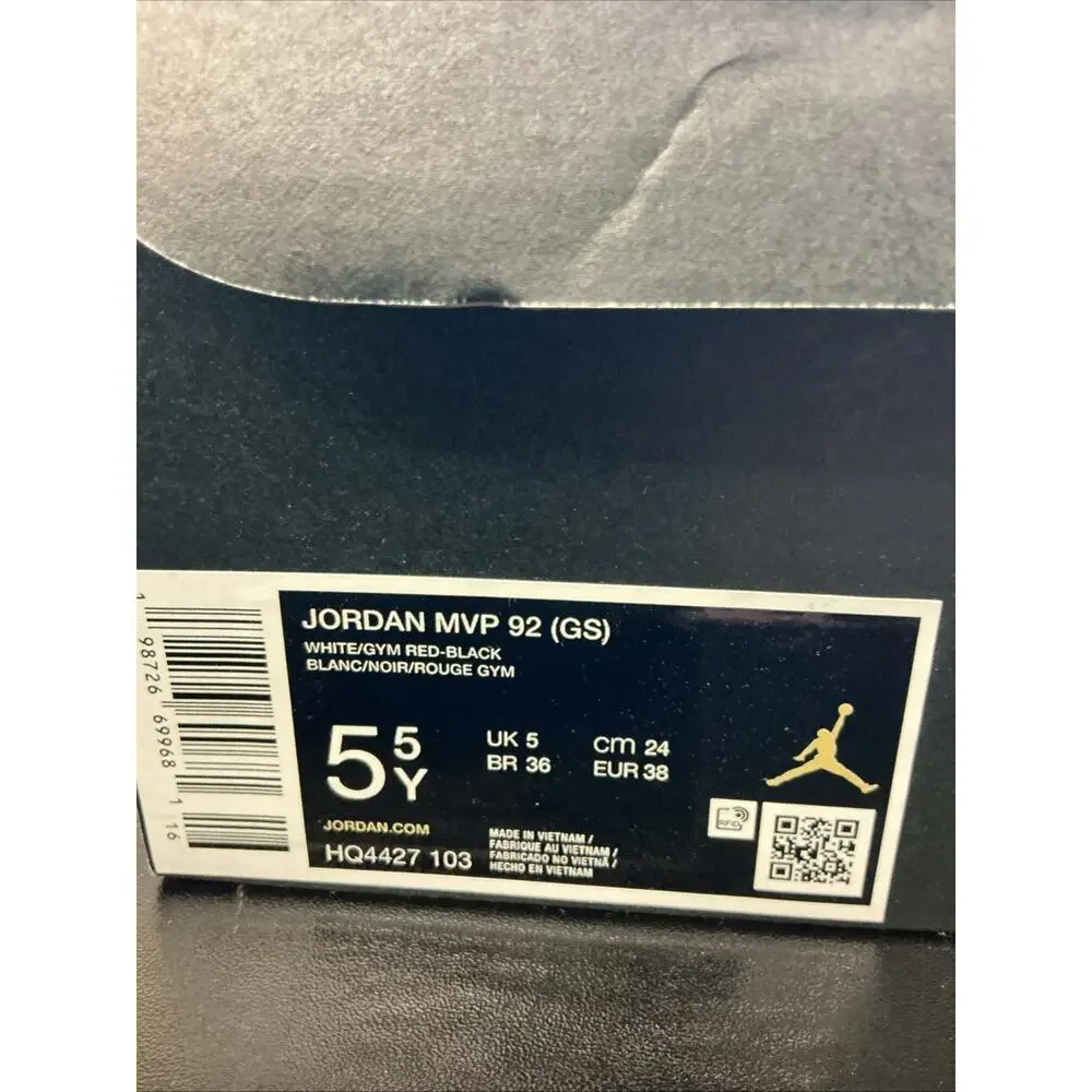 Size 5.5 - Air Jordan MVP 92 White Black Gym Red